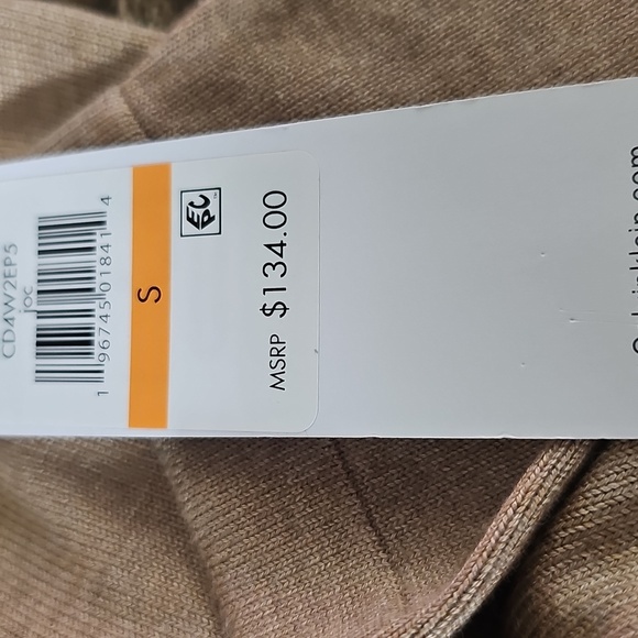 New Calvin Klein Long Sweater Dress w CK Bling Logo Tan/Gold Size SMALL - Picture 11 of 11